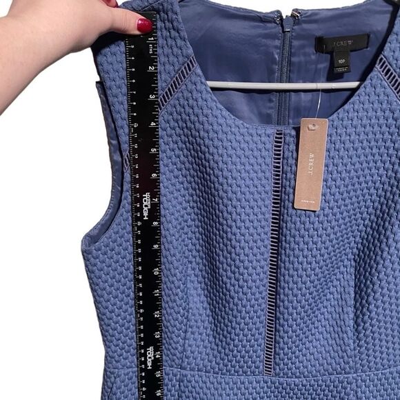 NWT-J. Crew- Women’s Powder Blue Portfolio Textured Sleeveless Sheath Dress, 10P - Picture 10 of 15
